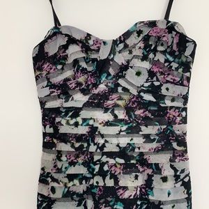 BCBG colourful layered gown